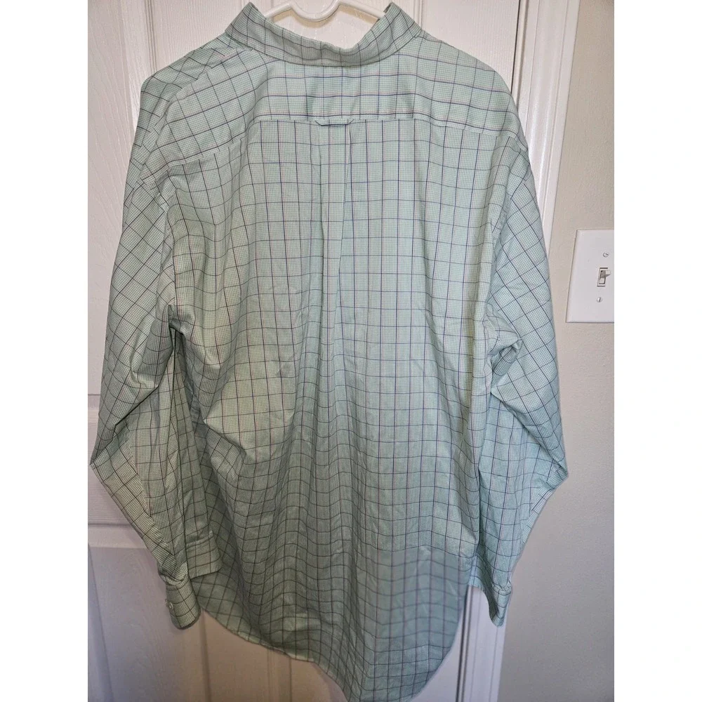 Overton Mens Blue Green Pink Check  Light Performance Button Down L Sunmer EXC‎